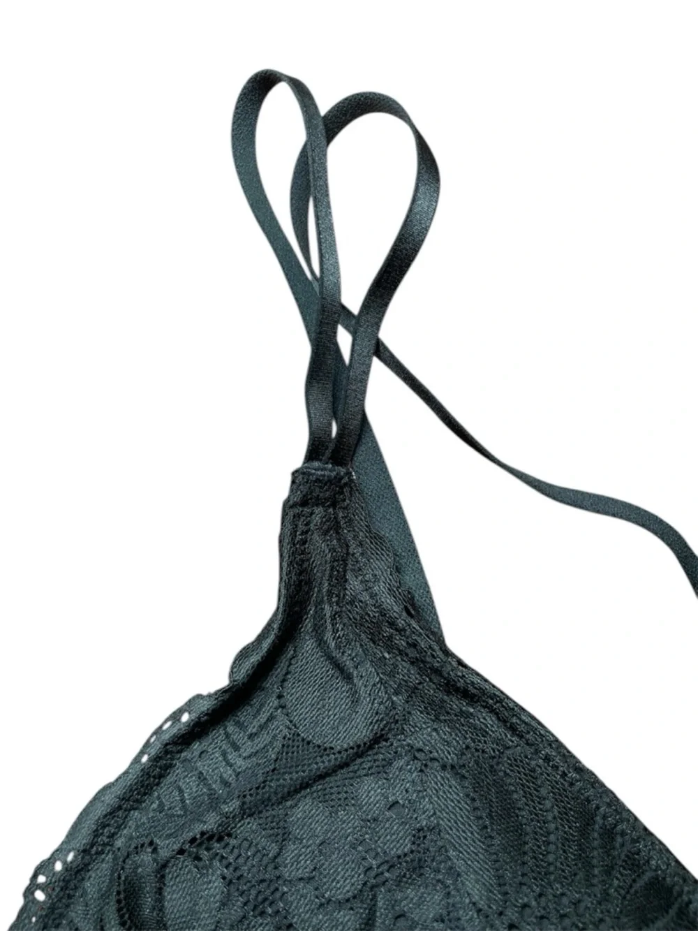 Aerie Bralette Black Padded Lace Racerback Gold Hardware Floral Boho XL - Picture 6 of 13